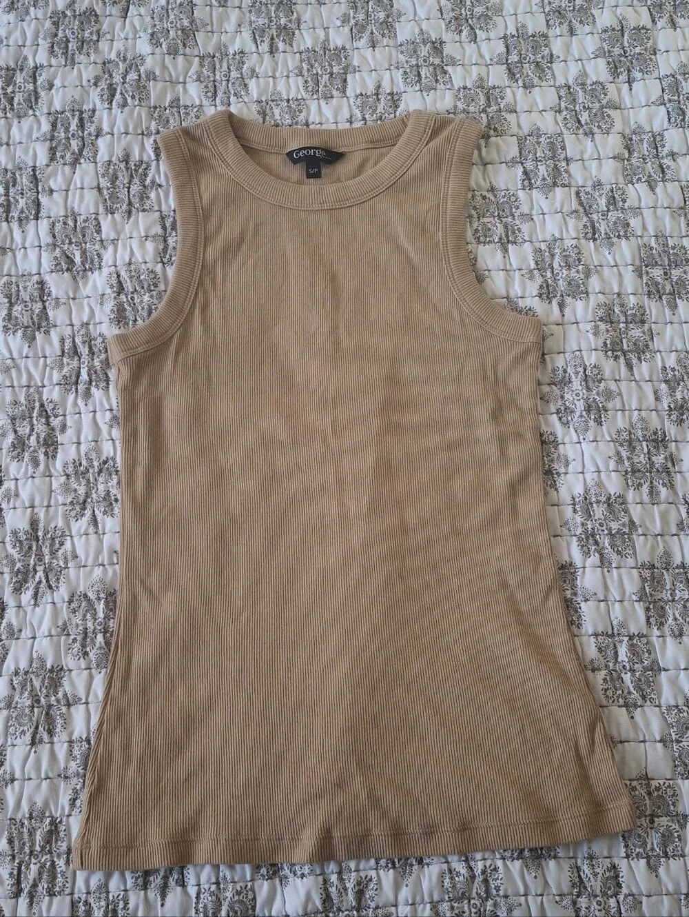 George Ribbed Tank Top - Tan - Picture 1 of 3